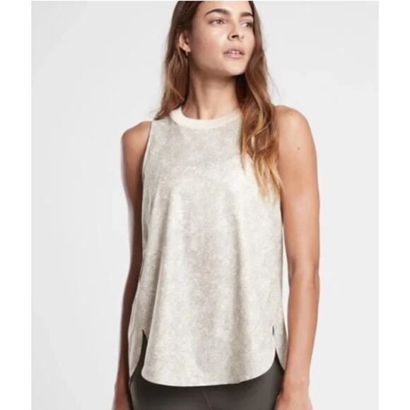 Athleta Zephyr Snake Print Tank Womens Size Medium Tan Cream - Picture 1 of 7